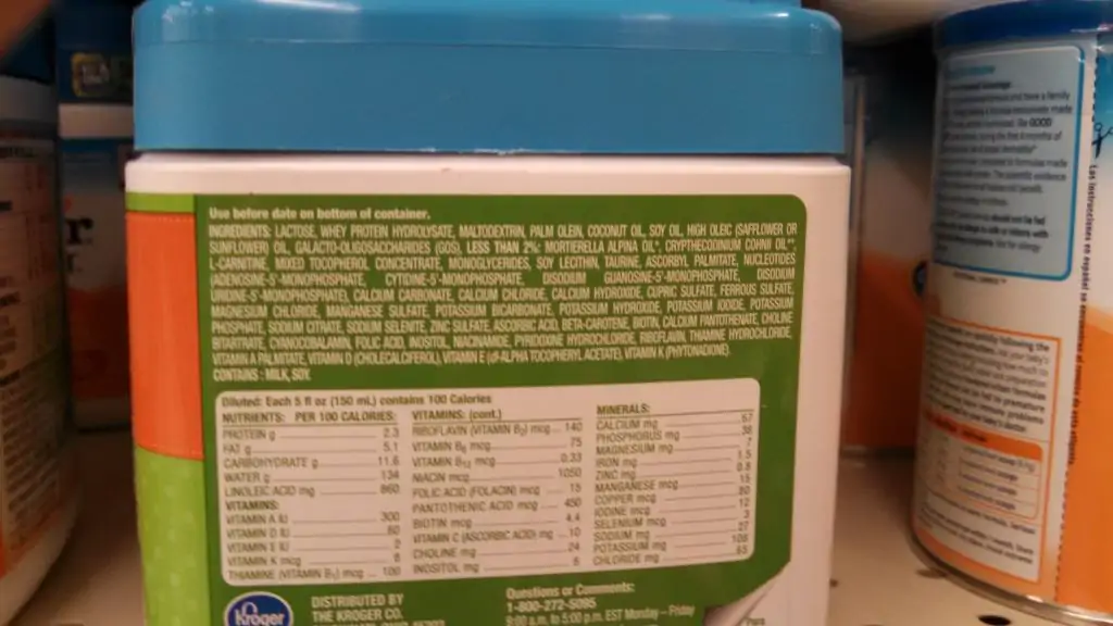 Lista de ingredientes de Comodidades para Bebés Tiernos