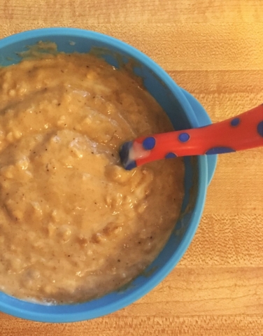 you can add an-over-ripe banana instead of syrup in pumpkin oatmeal